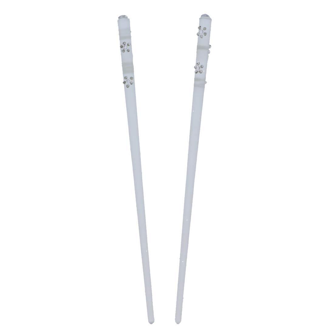 Clear Hair Stick Chop Sticks with Diamond Flower