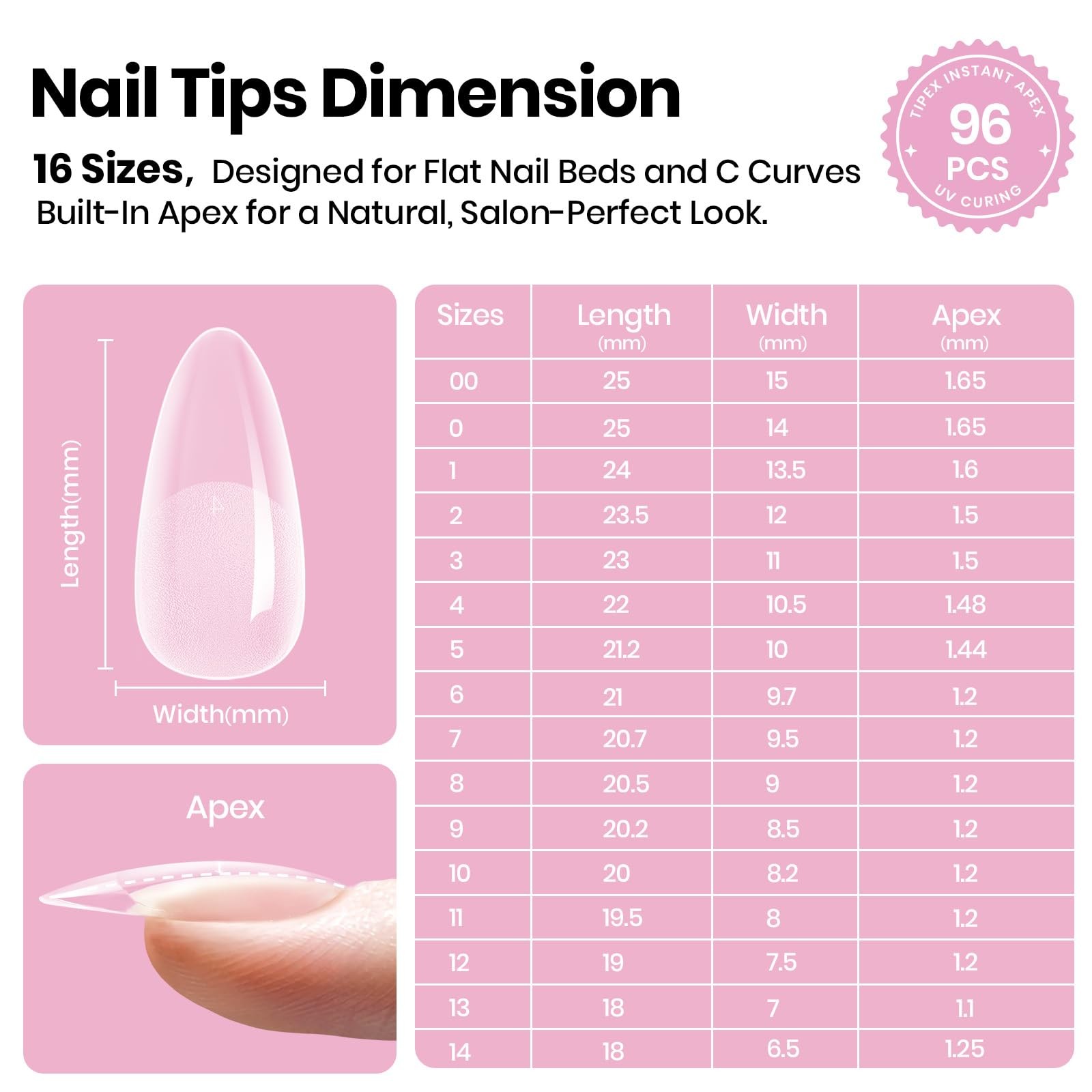 Beetles Tipex Lite Medium, 1 – Nails Only | Medium Almond | 96