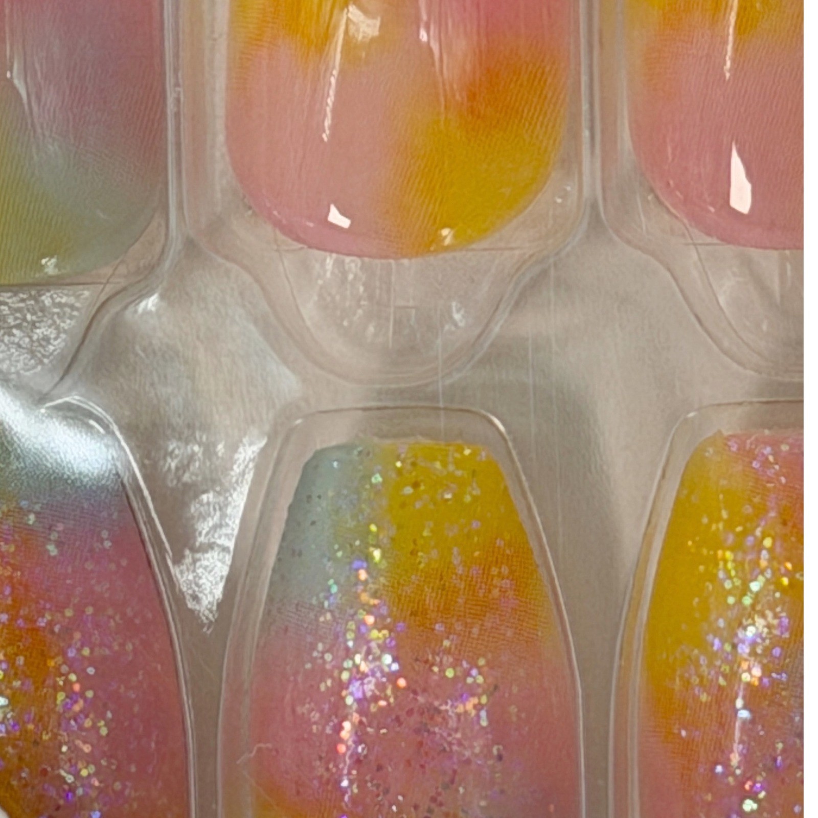 KISS imPRESS Press-On Manicure Nails PureFit Pink Yellow Tie Dye Glitter 105-38