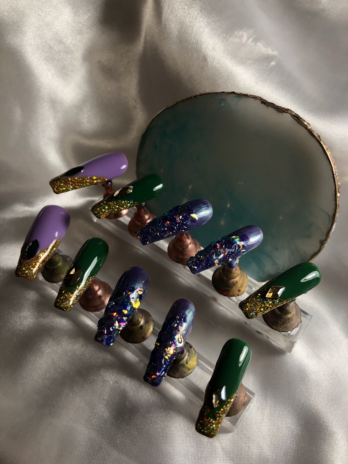 Z-NAILZ!|Mardi Gras Press On Nails|Custom Nails|Handmade Nails|Fake Nails