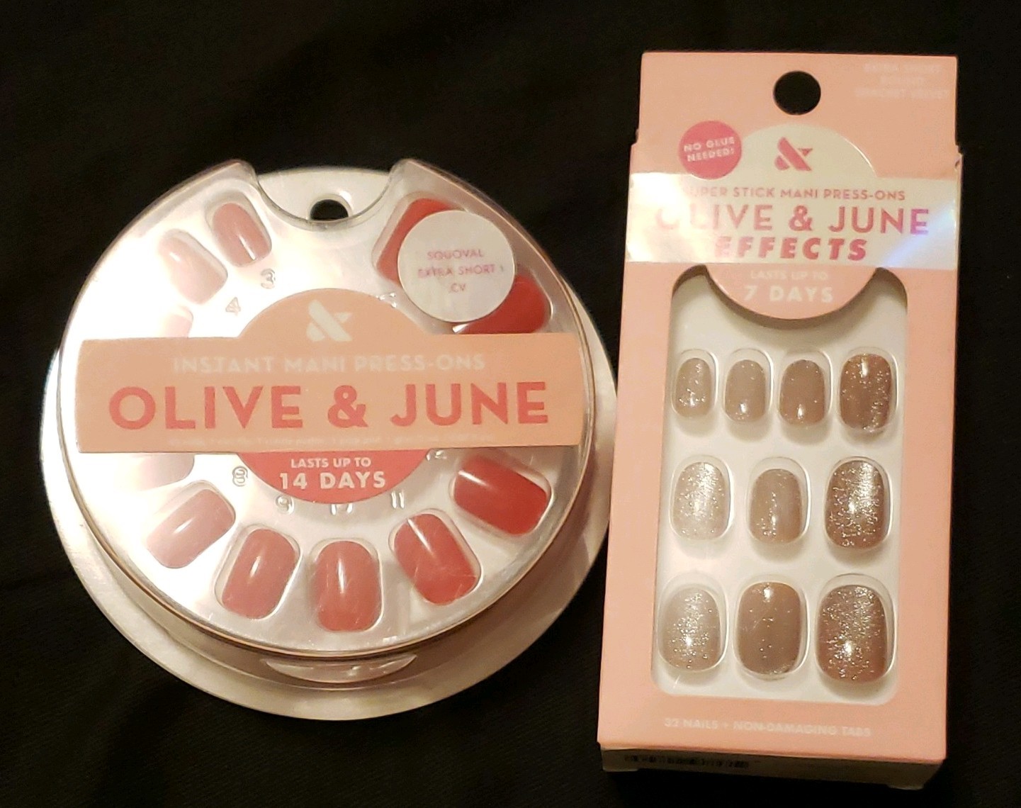 Olive & June Shiny Pink Red Nude Squoval Extra Short Press-On Nails