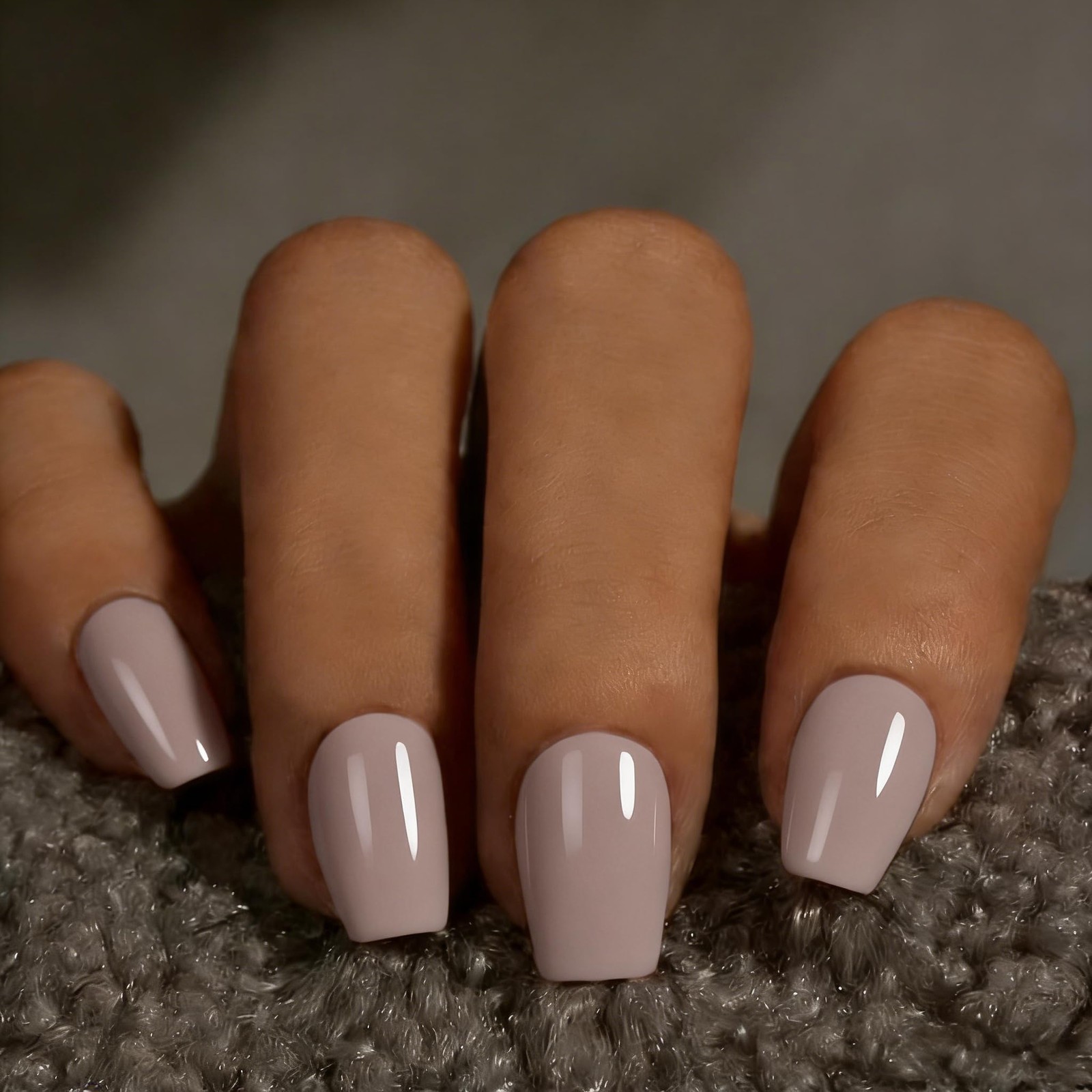 SXVME Short Coffin Nails Light Grey Press On 30 Pcs