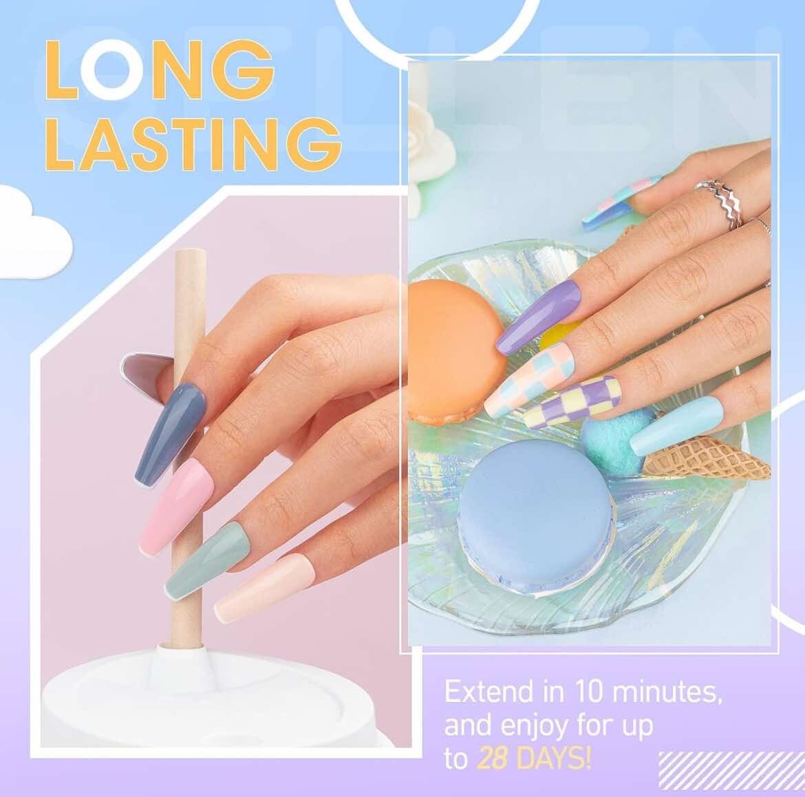 Nail Glue Gel, GELLEN-For Nail Tips-Multifunction 2 Pack 15 ml Soak Off, UV/LED+