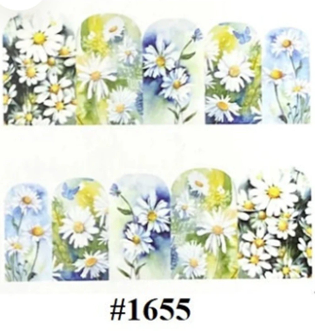 Daisy Flower Nail Art Stickers: Water Transfer Decals (Group 1)