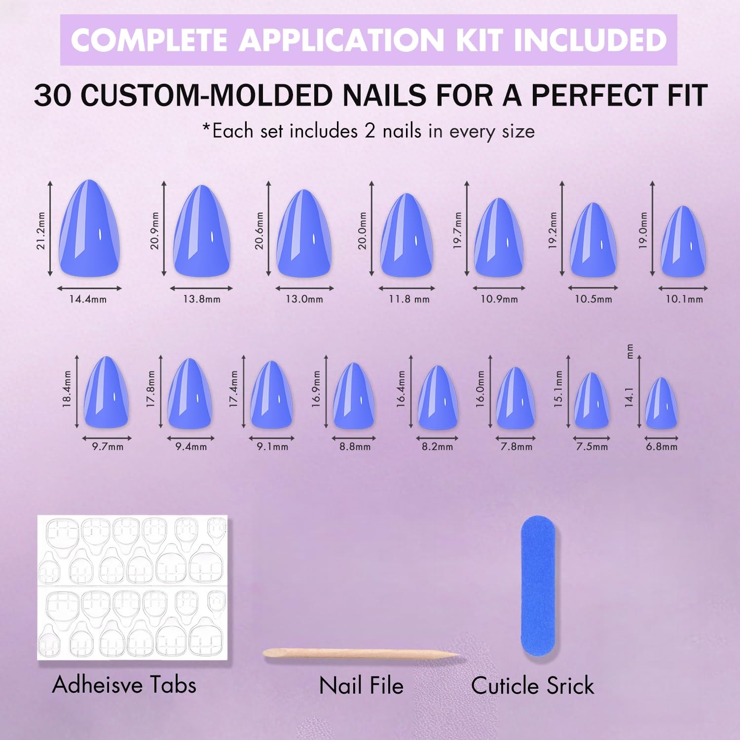 Dusty Pink Press on Nails Short Almond – 30 Pcs Fake Nails Glue on, Thick