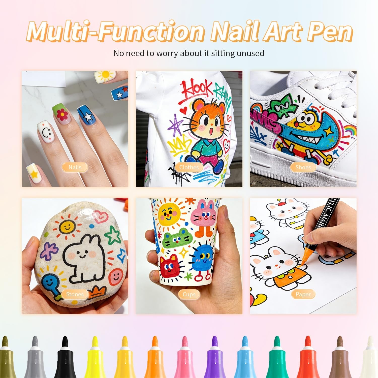 12 Colors Nail Art Pens Set – Double-Ended Acrylic Markers for Intricate Designs