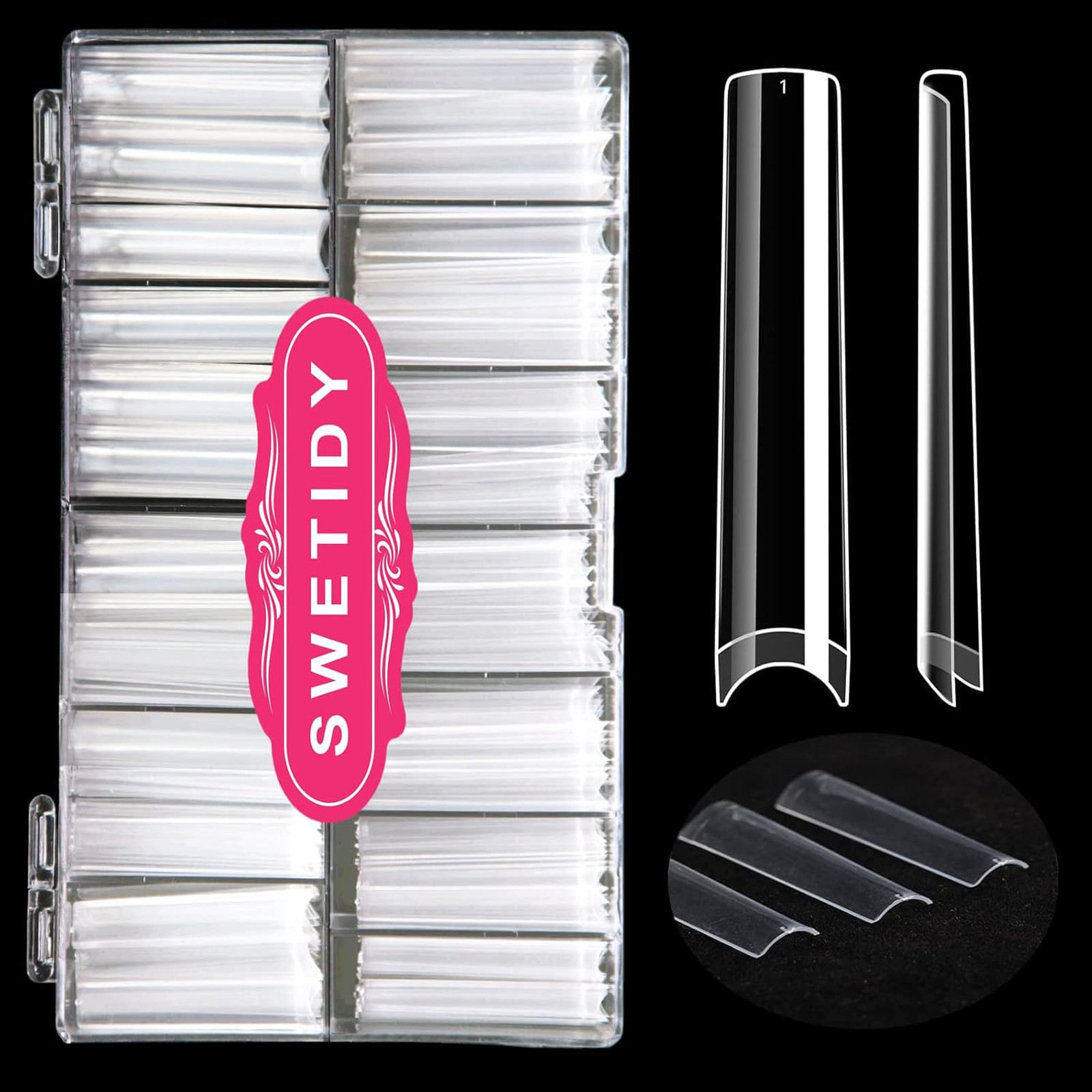 Long Square False Nail Tips 3XL Acrylic Nails Professional 360PCS Clear 12 Sizes