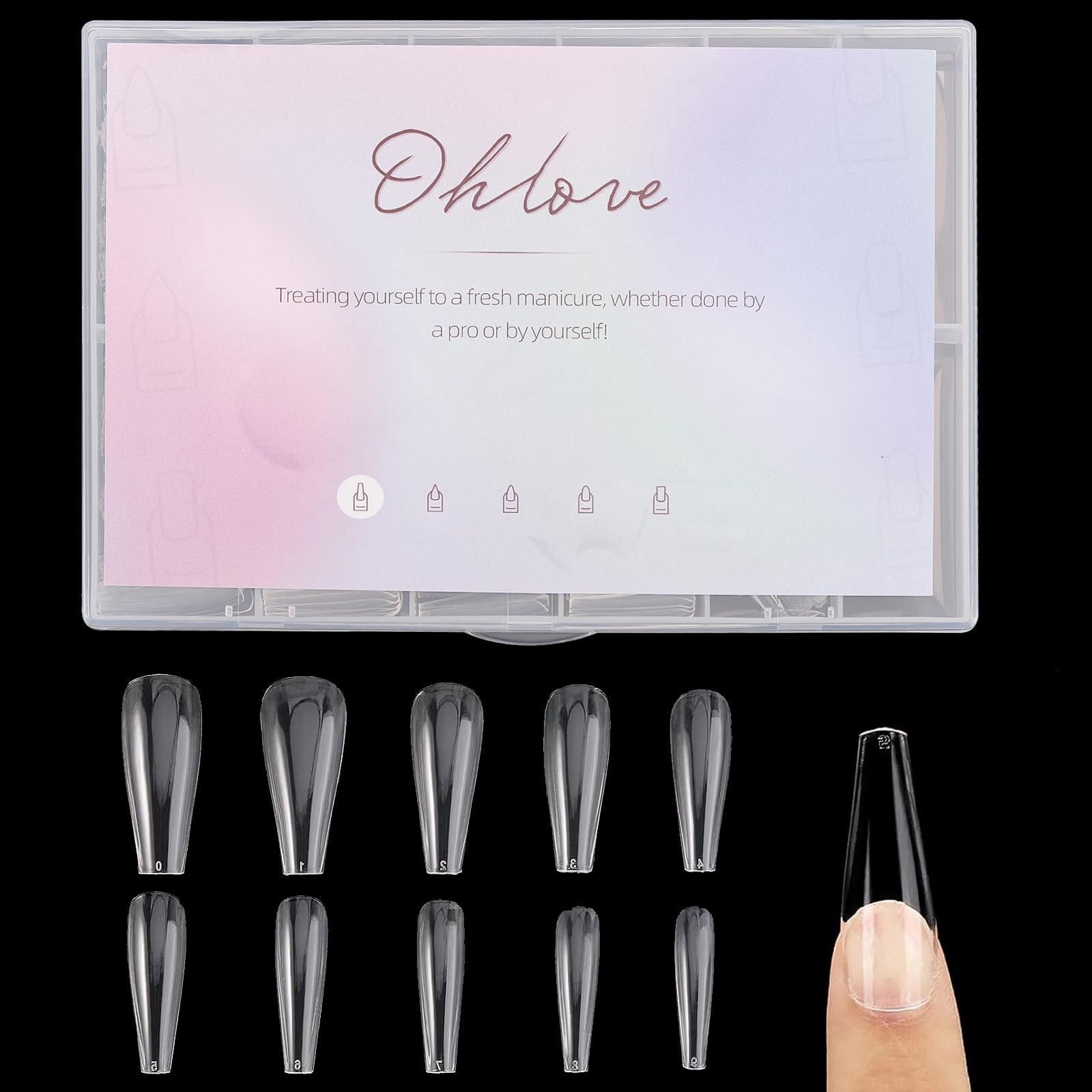 500Pcs Coffin Nail Tips Full Cover Clear Nails for Acrylic Ballerina False Na…