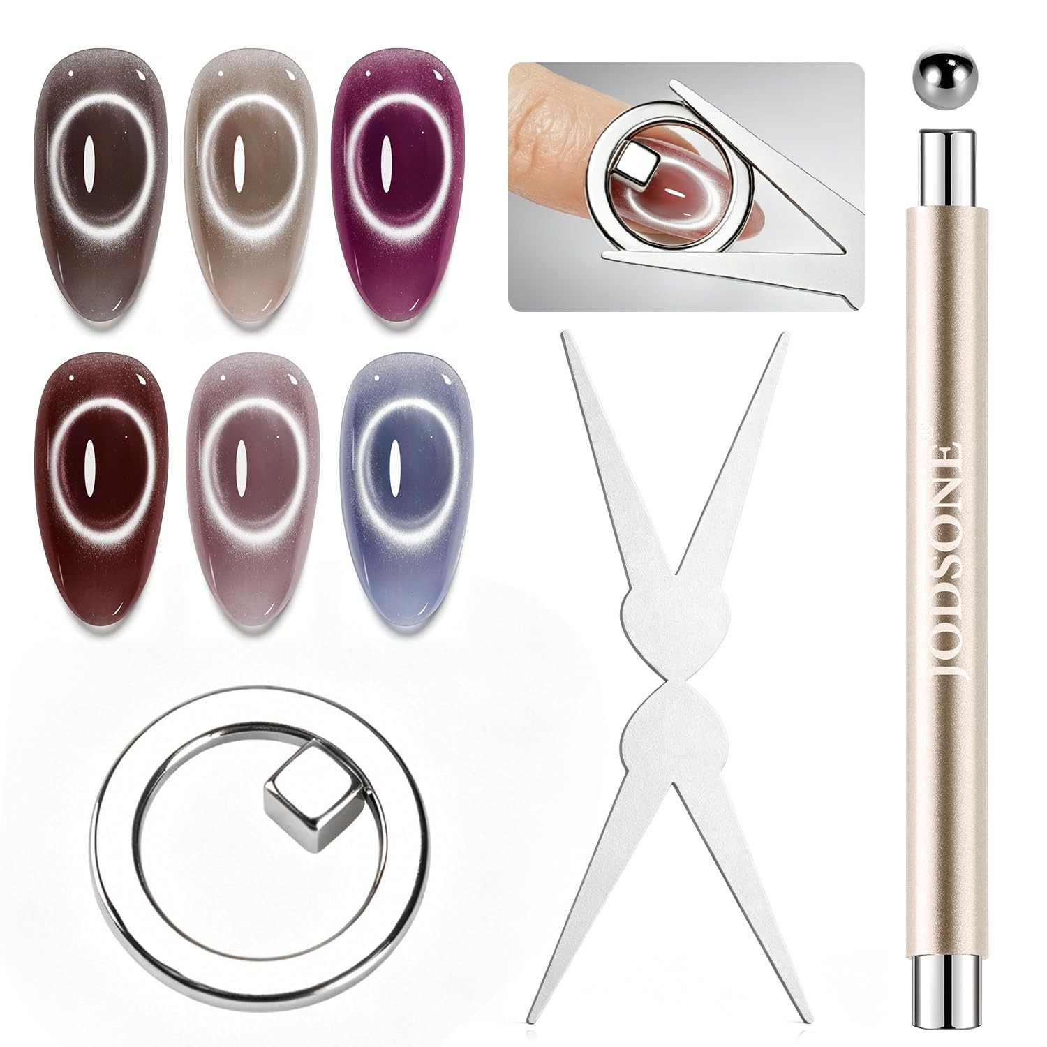 Ring Cat Eye Magnet Set for Nails with Hollow Circle,Ball Magnet & 3-in-1 Mag…