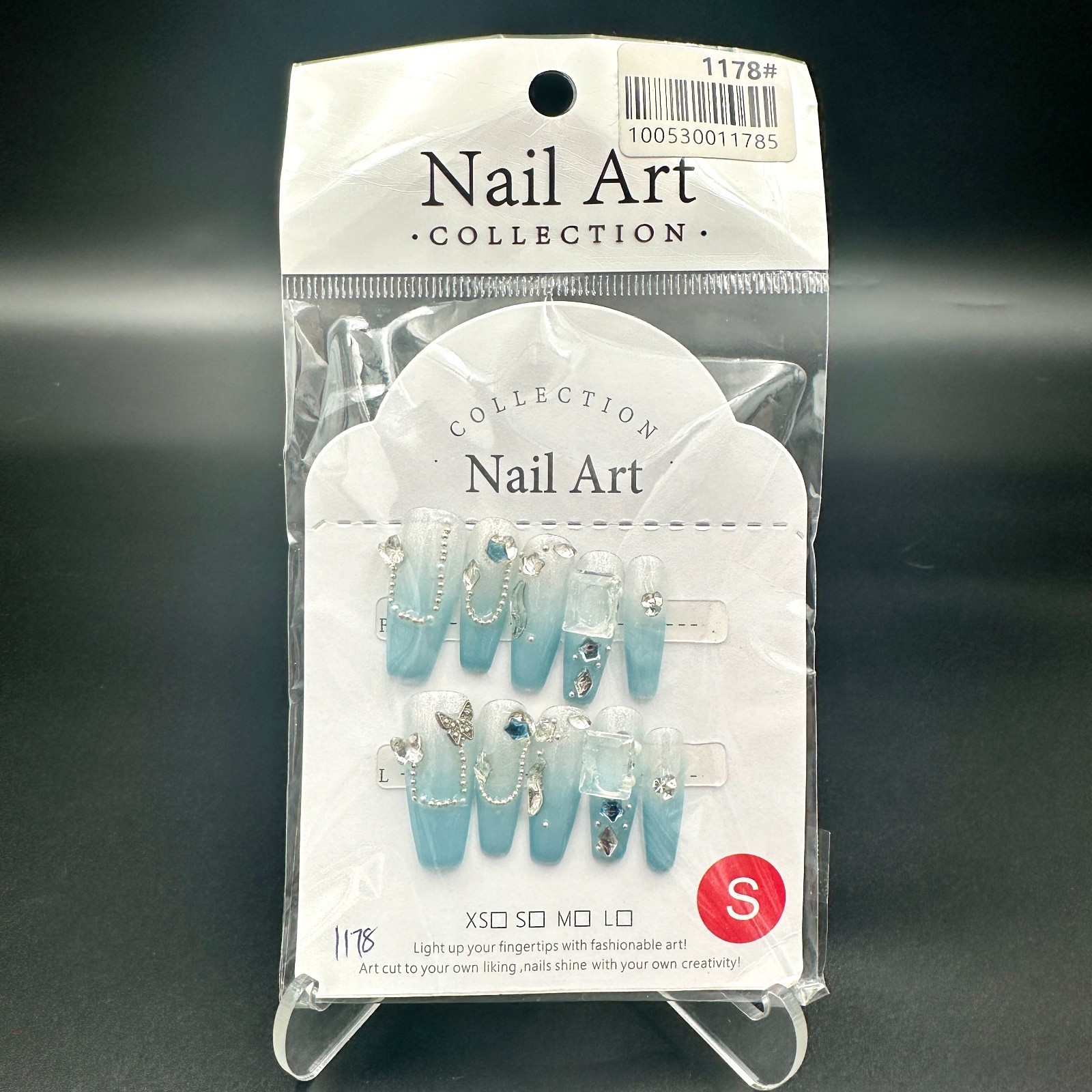 Lot of 7 Packs Press On Nails Size S Rhinestone 3D Bling False Nail Art Set