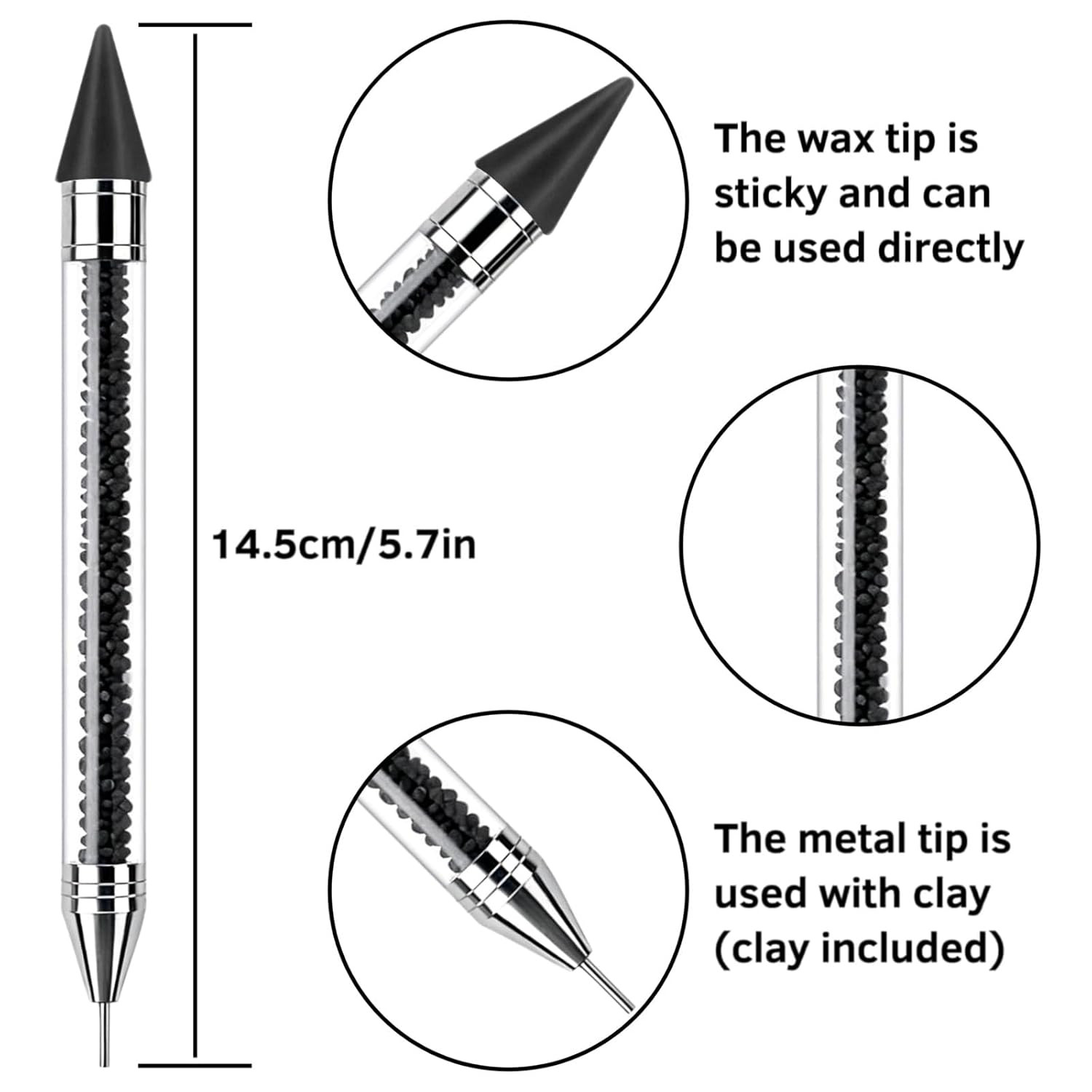 Rhinestone Picker Tool, 2 Pack Rhinestone Pen Bedazzling Pen with Tweezer | Wax