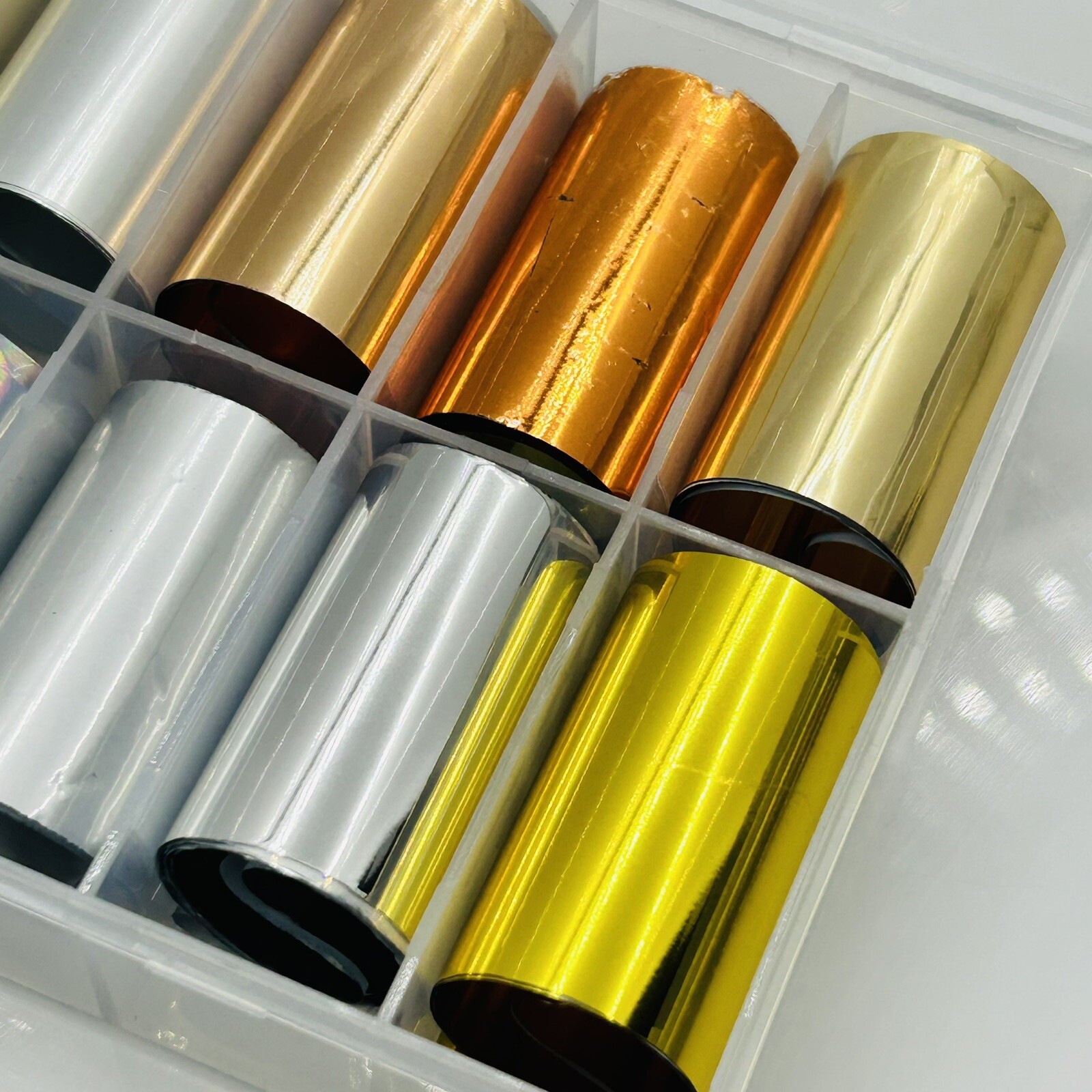 Nail Foil Stickers 10 Rolls Holographic & Plain Shiny Nail Transfer Foil Sticker