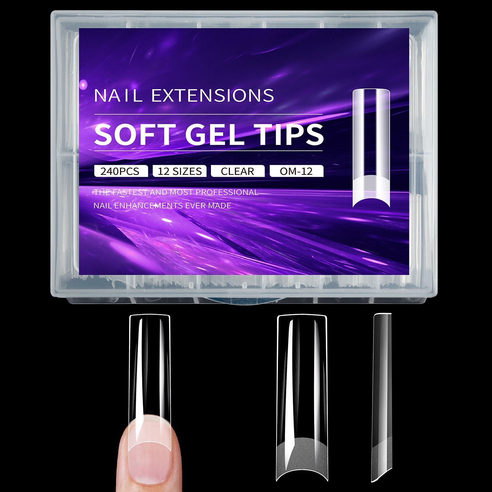 240 Pcs XXL Half Matte Extensions Nail Tips Square Coffin Soft Gel Tips Clear