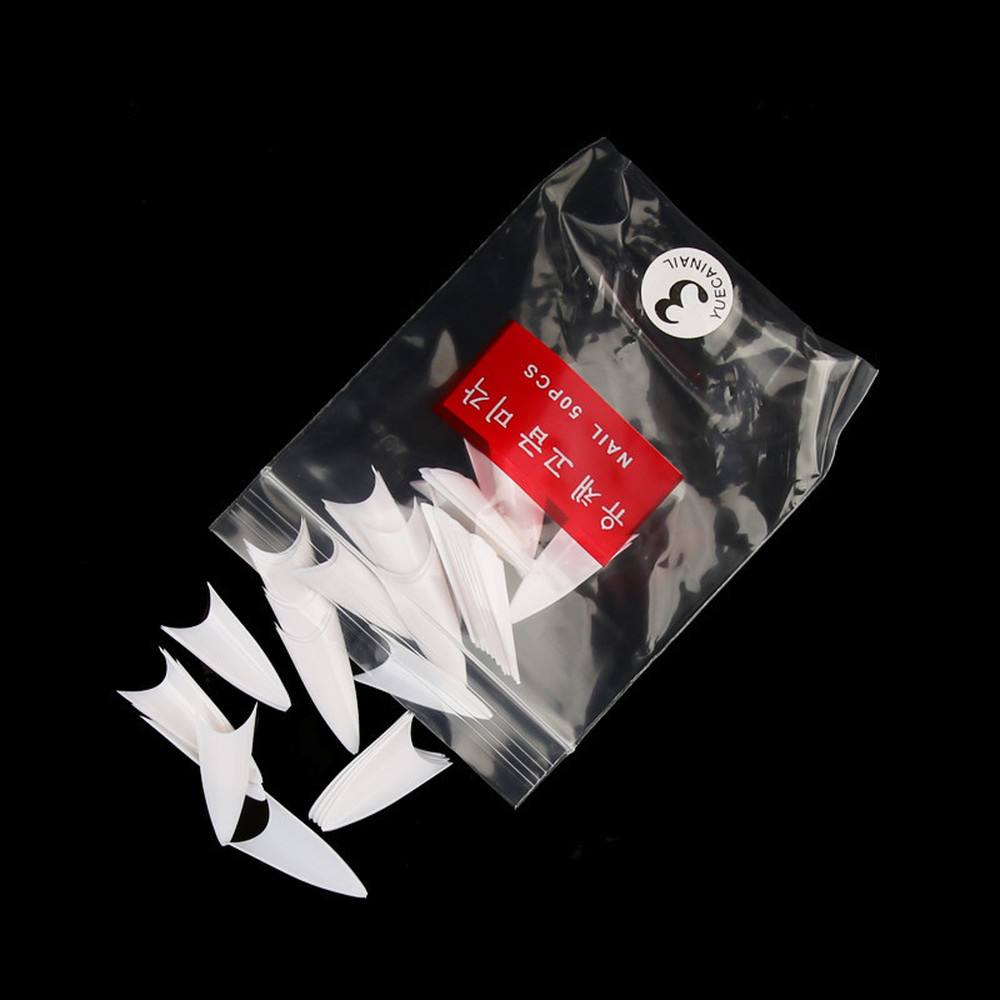 500pcs False nail tips with 10size Nail Tips Stiletto French Acrylic False Nails