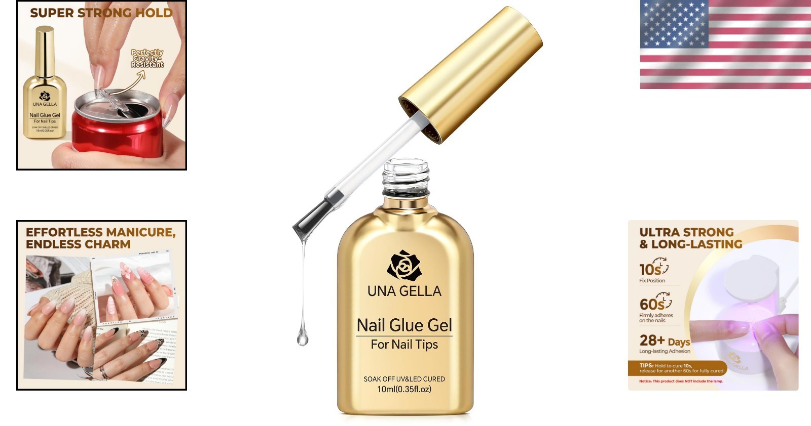 Precision Brush-On Gel Nail Glue – Super Hold for Tips & Rhinestones, 10ml