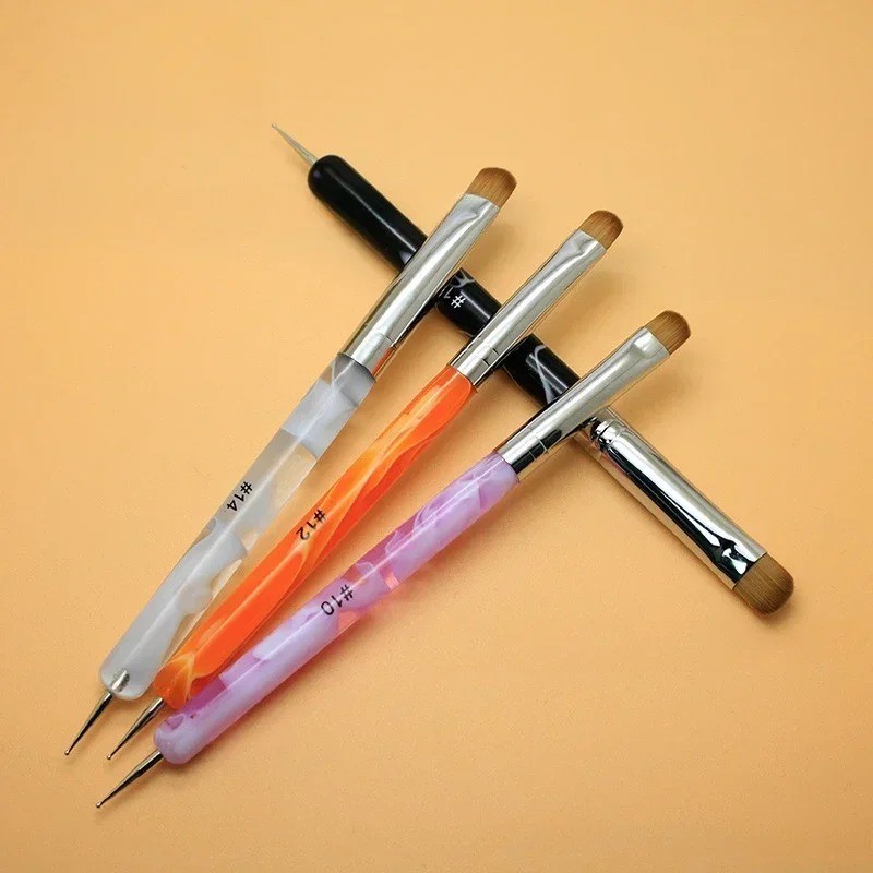 Printed White Black Orange Pink Semi Circle Tail Dot Diamond Nail Art Brush Wave