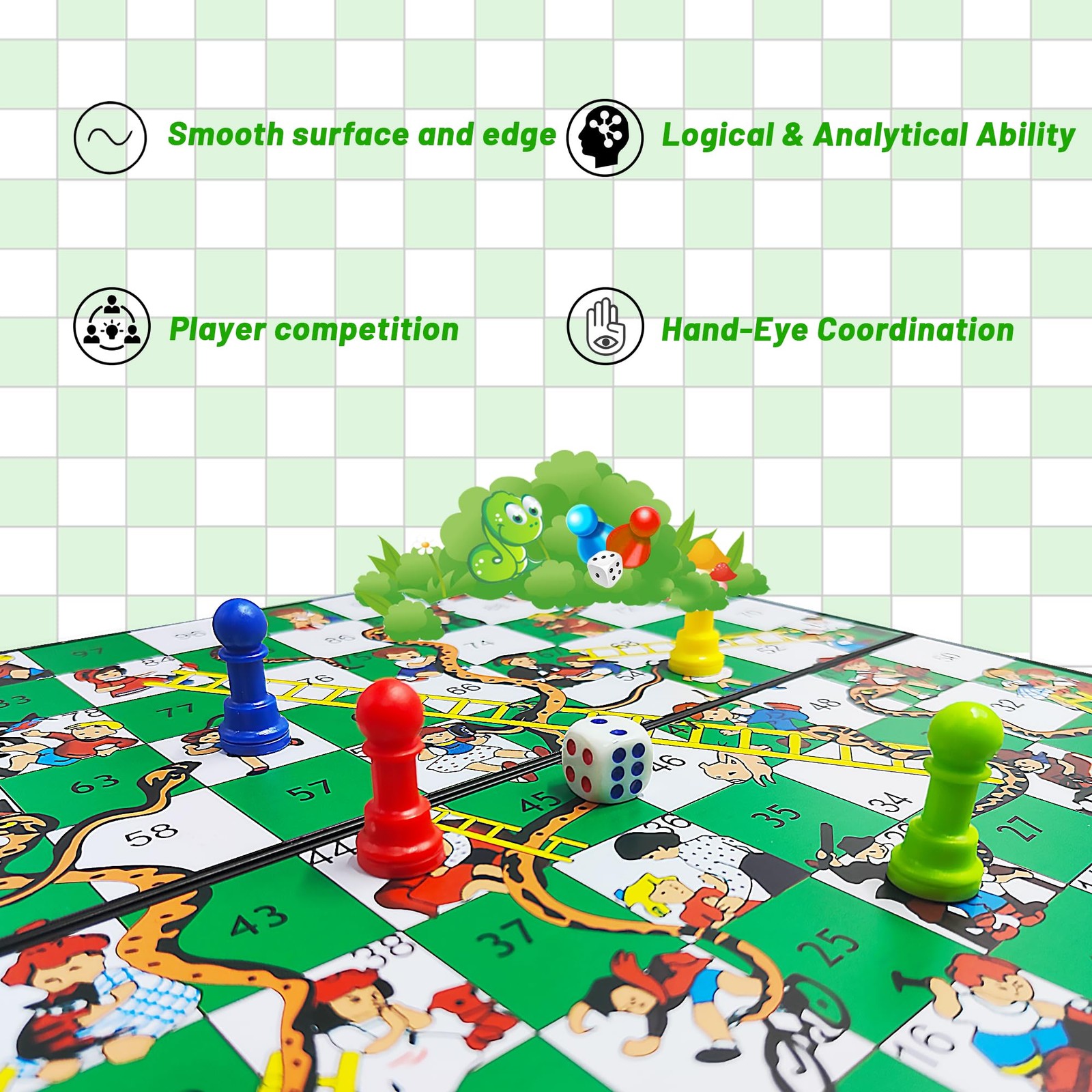 KIDAMI Magnetic Snakes and Ladders Board Game Set, Folding Portable Medium