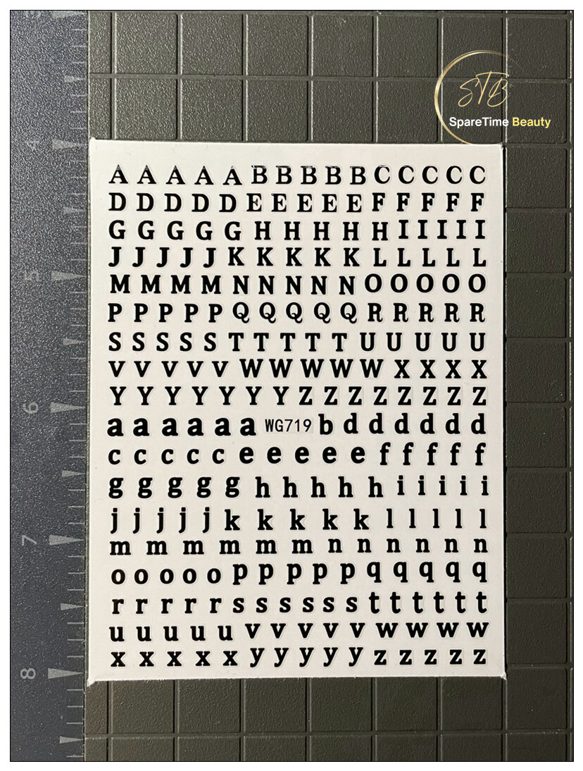 26 Letters Nail Sticker English Latin Alphabet Uppercase Lowercase Decal 1JN2
