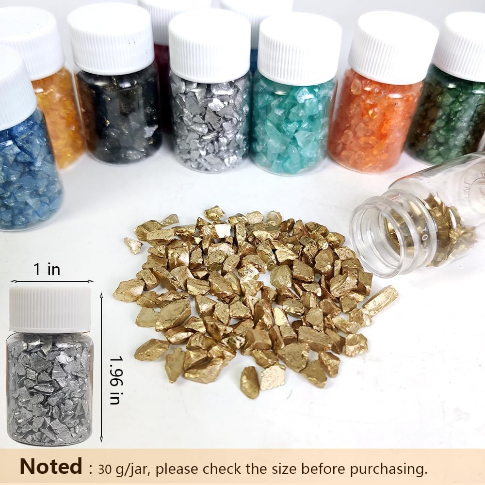 12 Box Colored Crushed Glass Sand for Resin Art,Crafts | Nail Arts,Small Broken