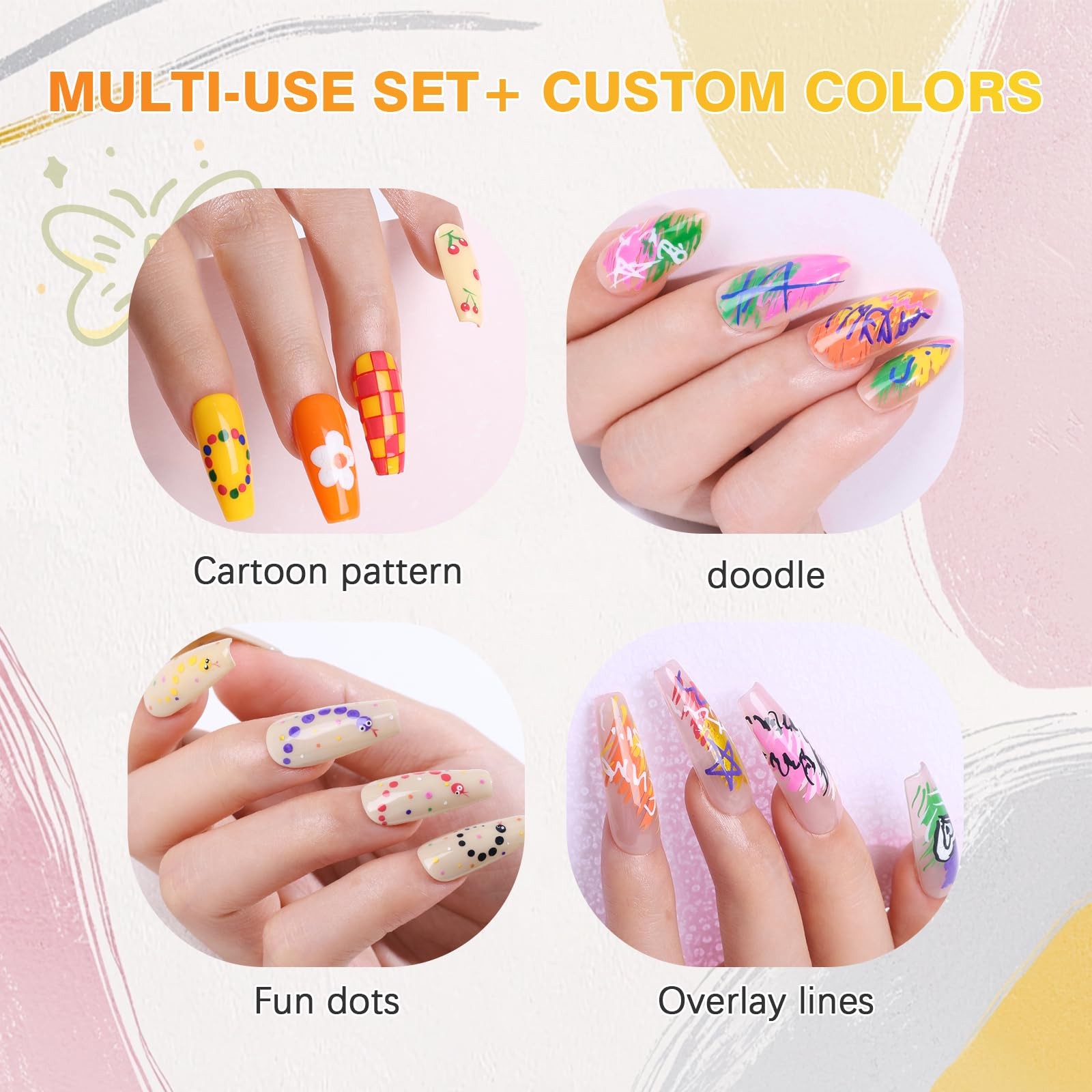 Nail Art Pens Set Fine Tips: 12 Colors 3D Nail Polish Acrylic Pens 0.7MM