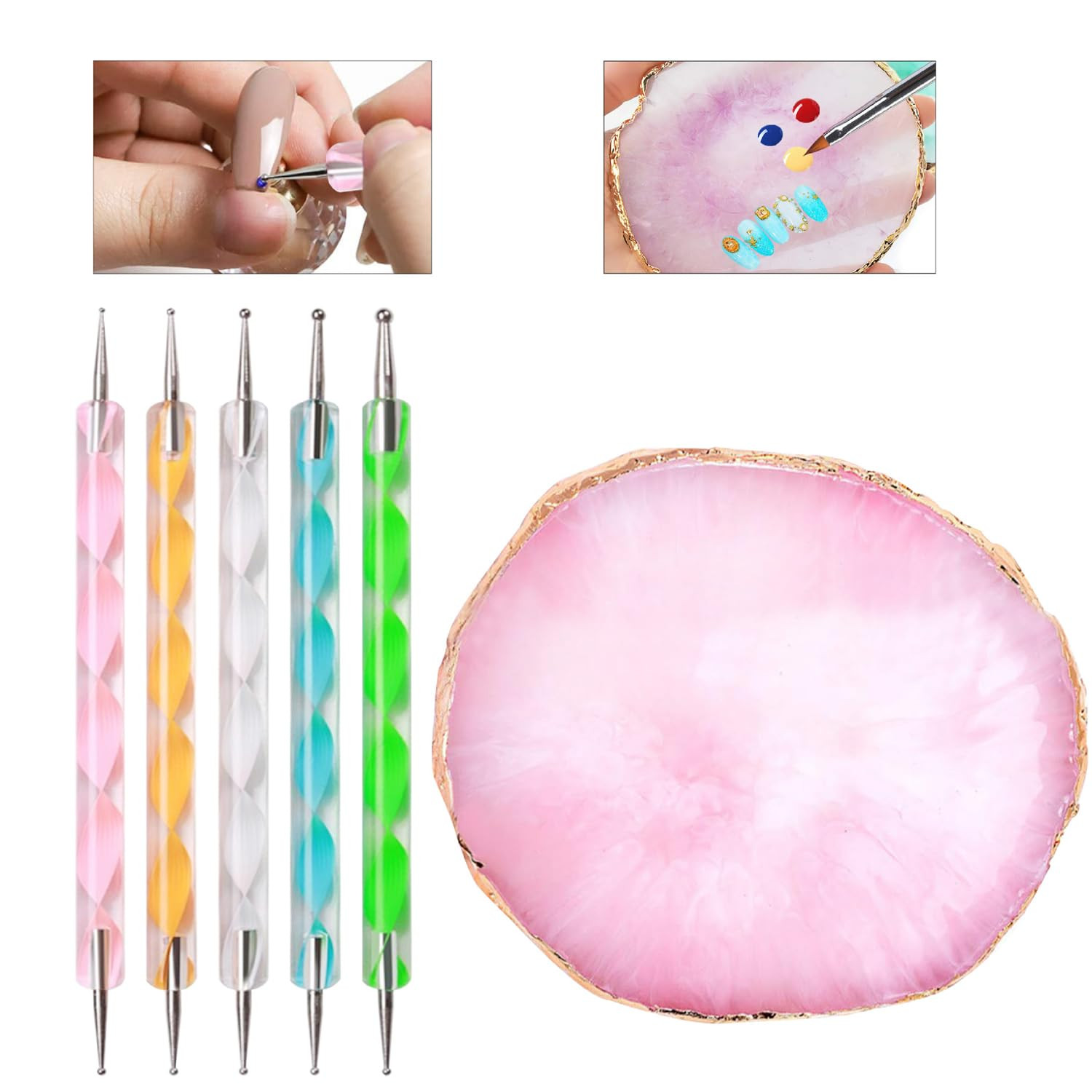 Nail Art Tools 22-Piece Set, Resin Nail Art Palette, 2-Way Acrylic Silicone Engr