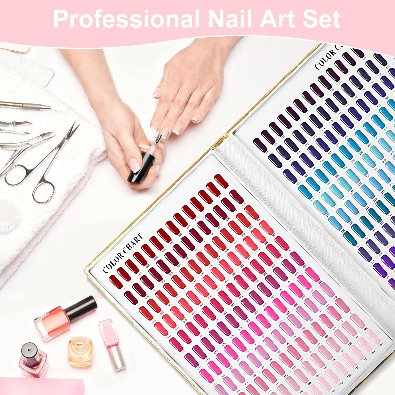 308 Colors Nail Swatches Book – 360 Nail Tips Color Chart Display for Gel Polish
