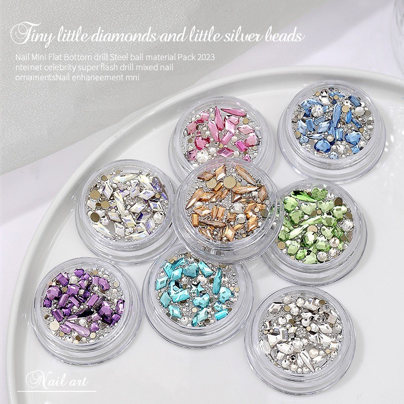 Mini Colorful Rhinestones Nail Art Charm, Multi Shape Flat Back Nail Gem
