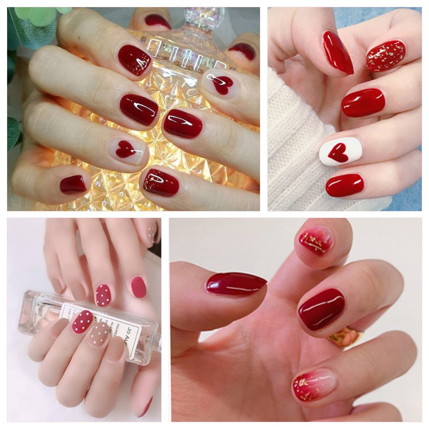 24 Sheets Valentine’s Day Nail Polish Strips Full Nail Wraps for Women Gel Na…