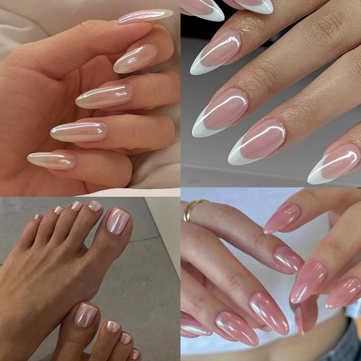 Glazed Donut Nails Moonlight White Pearl Chrome Powder Mirror Aurora Pigment 2PC