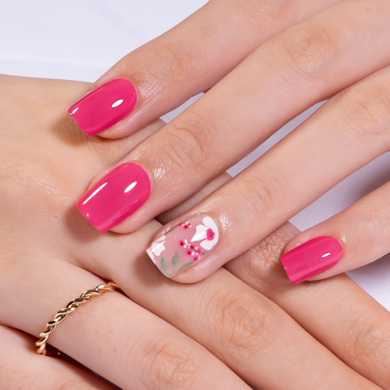 Curvlife Soft Gel Press on Nails with Scarlet Design Full Short, scarlet