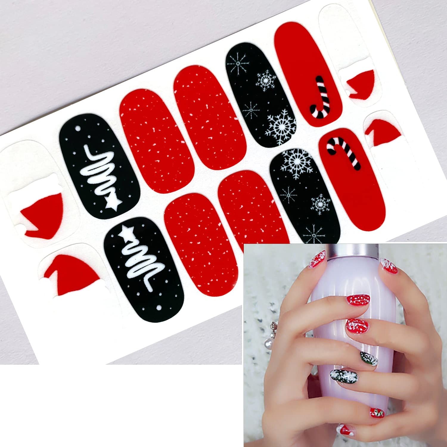 14 Pcs 196 Tips Christmas Nail Stickers Full Nail Wraps For Women Girls Chris…