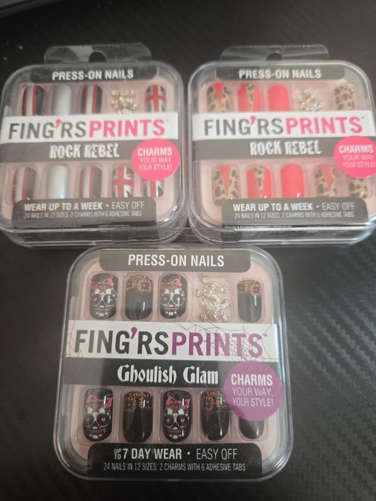 FING’RS PRE-GLUED Press OnNAILS, Ghoulish Glam, 3-Pack. (24 COUNT Per-PACK) (G4)