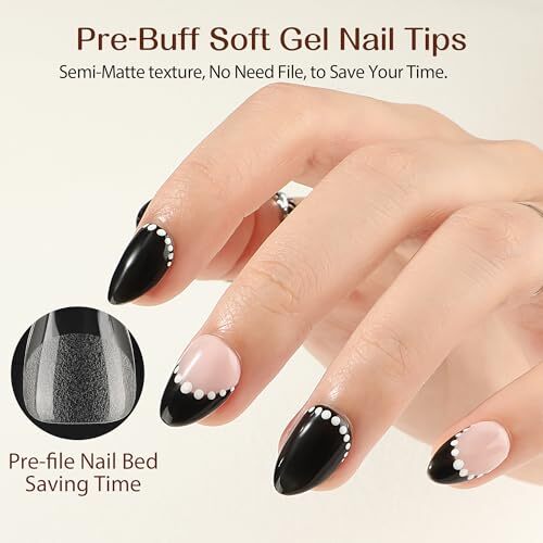 Extra Short Almond Nail Tips 216 Pcs Pre-Filed Full Cover Soft Gel x XS Almond