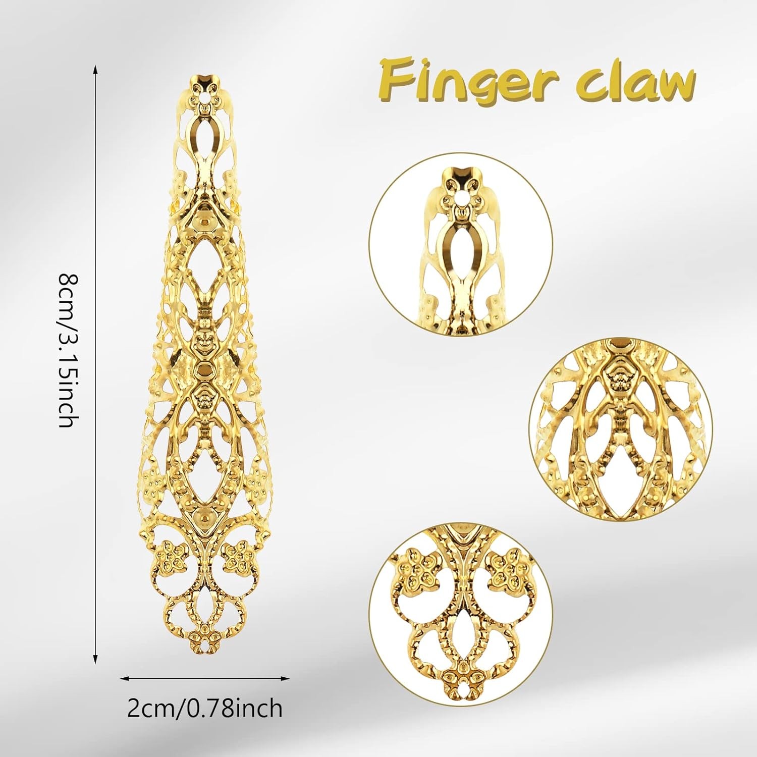20 Pack Finger Nail Claw Rings Ancient Queen Costume Fingertip Nail…