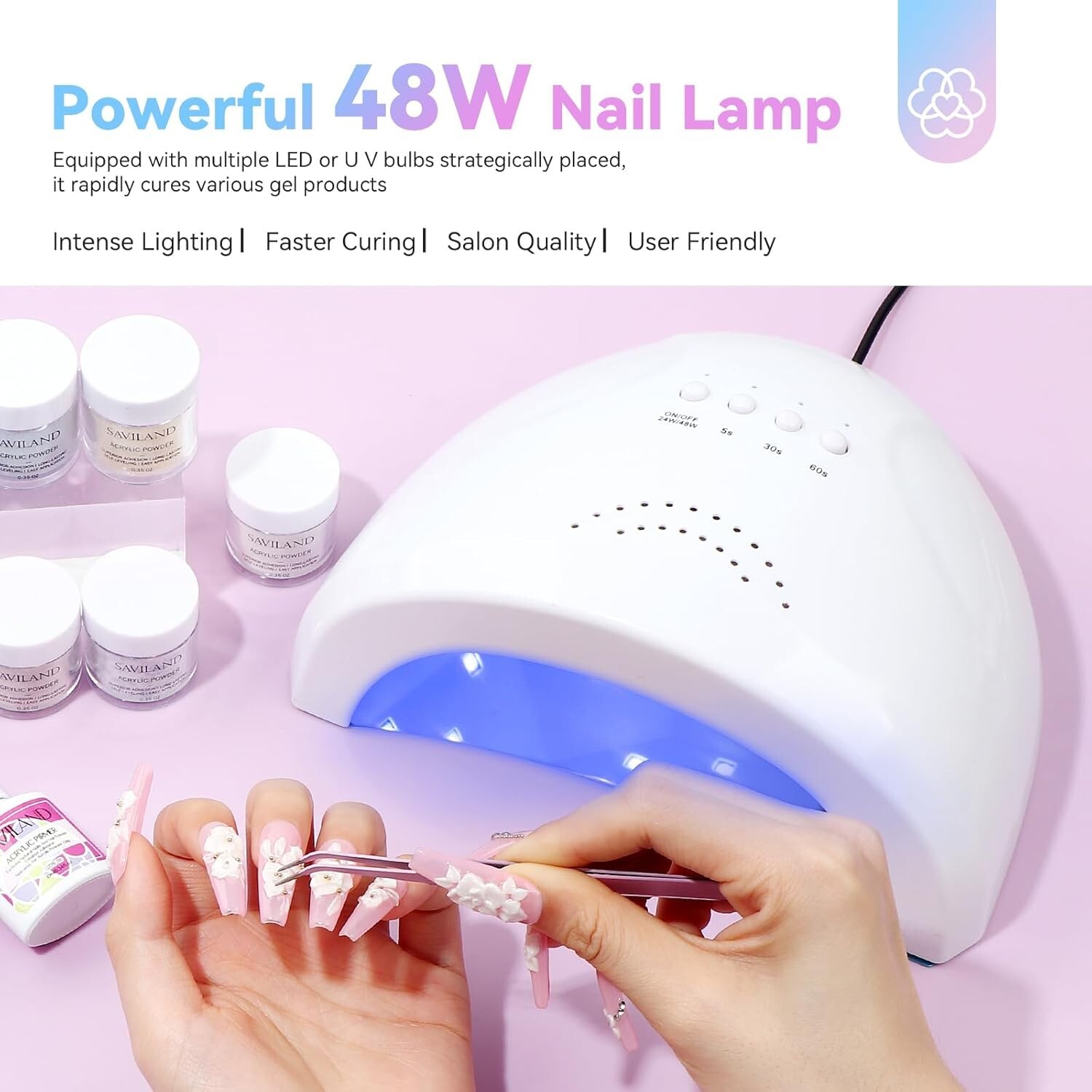 All-In-One Acrylic Nail Kit: 48W Lamp, Nail Drill & Brushes for Stunning Nails