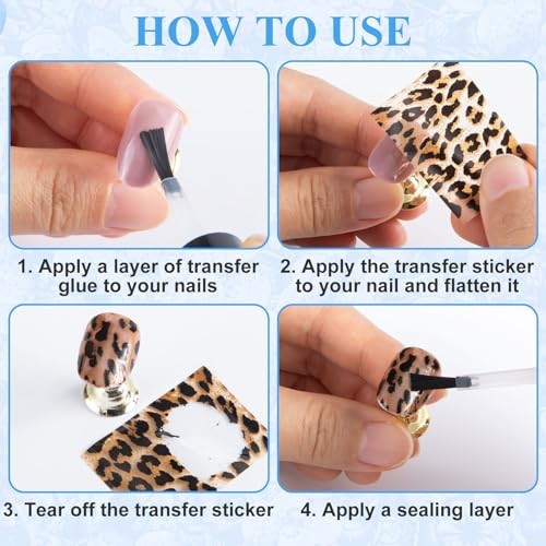 10 Pcs Print Leopard Nail Art Transfer Stickers, Leopard-print 1 (10 Sheets)