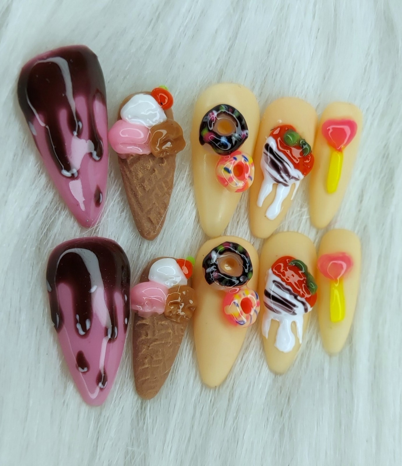 Donut Nails, Ice Cream Nails, Dessert Nails, Party Nails, Covered Strawberry