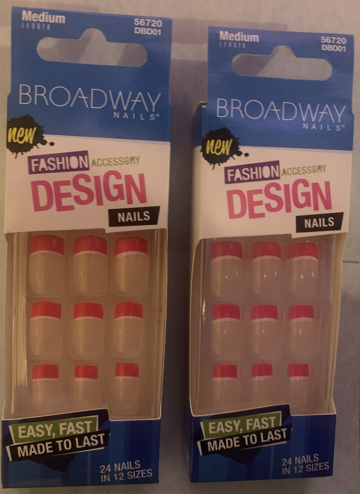 **LOOK** 2 Packs Of Broadway Fashion Design Nails #56720 DBD01 (Medium)