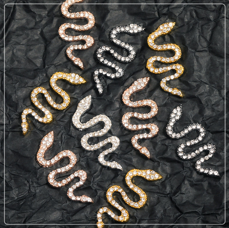 3D Glitter Rhinestones DIY Charm Alloy Snake Nail Art Decoration Manicure metal