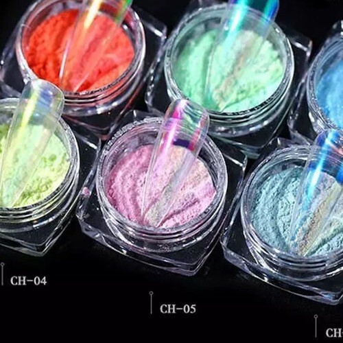 AB AURORA CANDY PINK NAIL CHROME POWDER Magic Glass Mirror EFFECT Mermaid Shiny