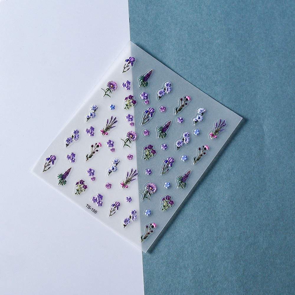 Lavender Purple Blossom Flower Nail Art Stickers Self Peel Adhesive TS155 NH23