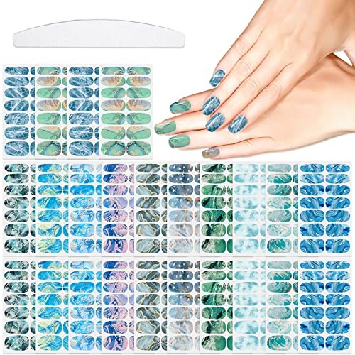 24 Sheets 336 Pcs Marble Nail Stickers Full Nail Wraps for Style3 Marble 2
