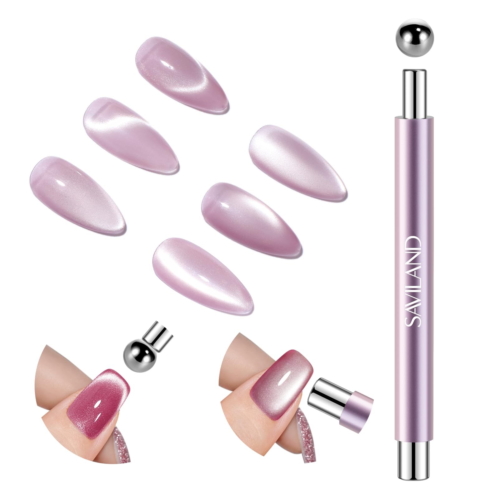 SAVILAND Essentials Cat Eye Magnetic for Nails: Pink Double-Head 0-Cat