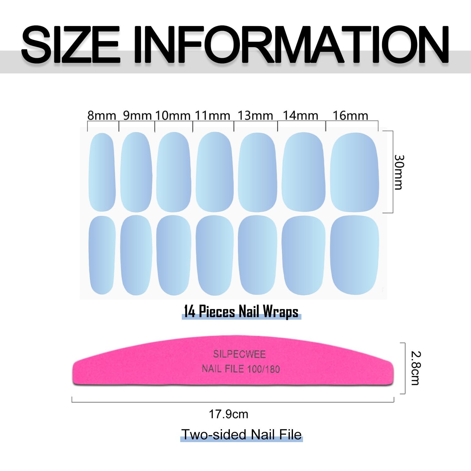 16 Sheets Nail Wraps Self Adhesive Nail Polish Stickers Stick on Mermaid Color