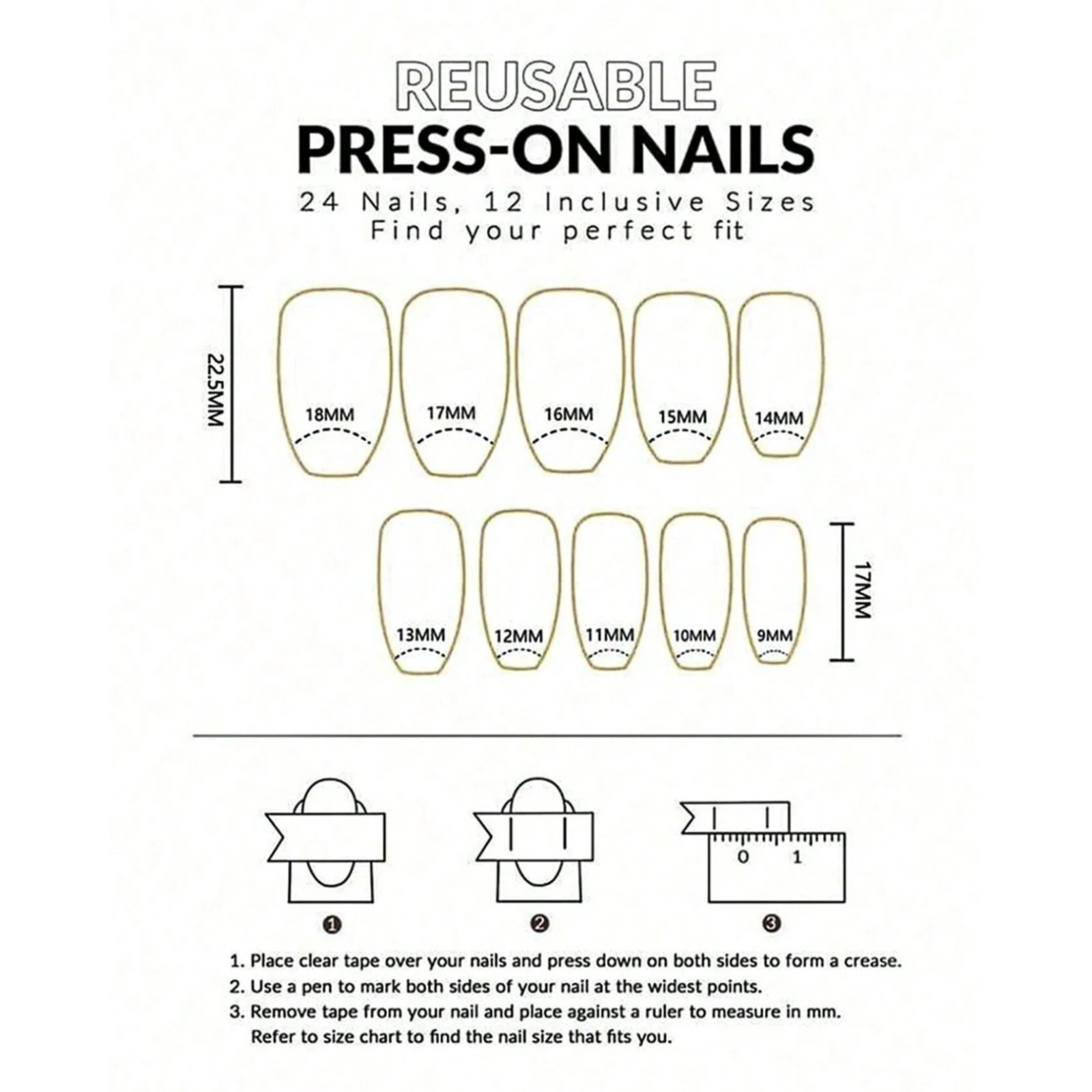 24 Pcs False Nail Short Almond French Tips Press on Nails Tip For Nail Art