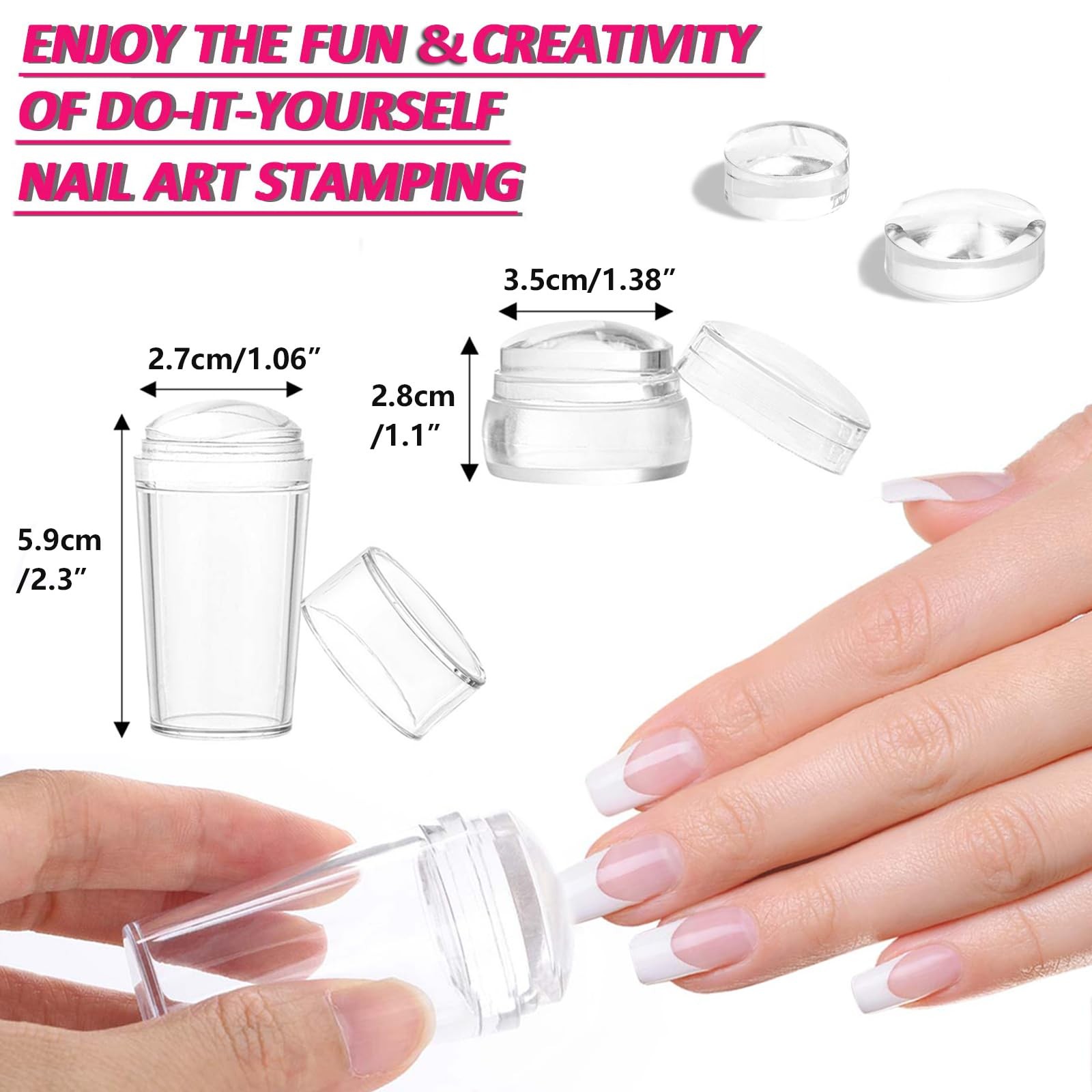 French Tip Stamp – 4Pcs Clear Silicone Stamps With 4Pcs Scrapers for Manicure…