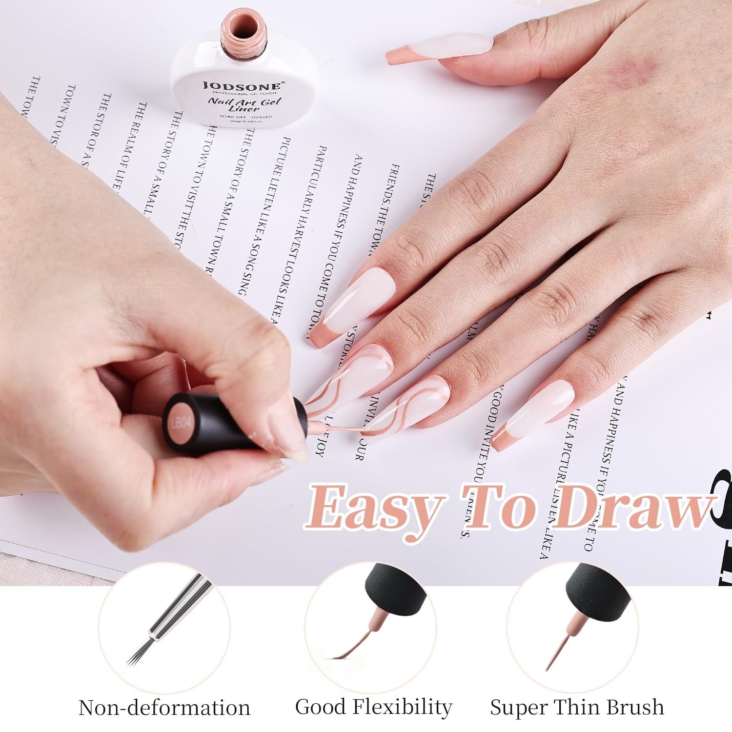 Nude Swirl Nail Art Liner Polish,10ml Color 3D Nail Art Pens Effect Nail Prin…