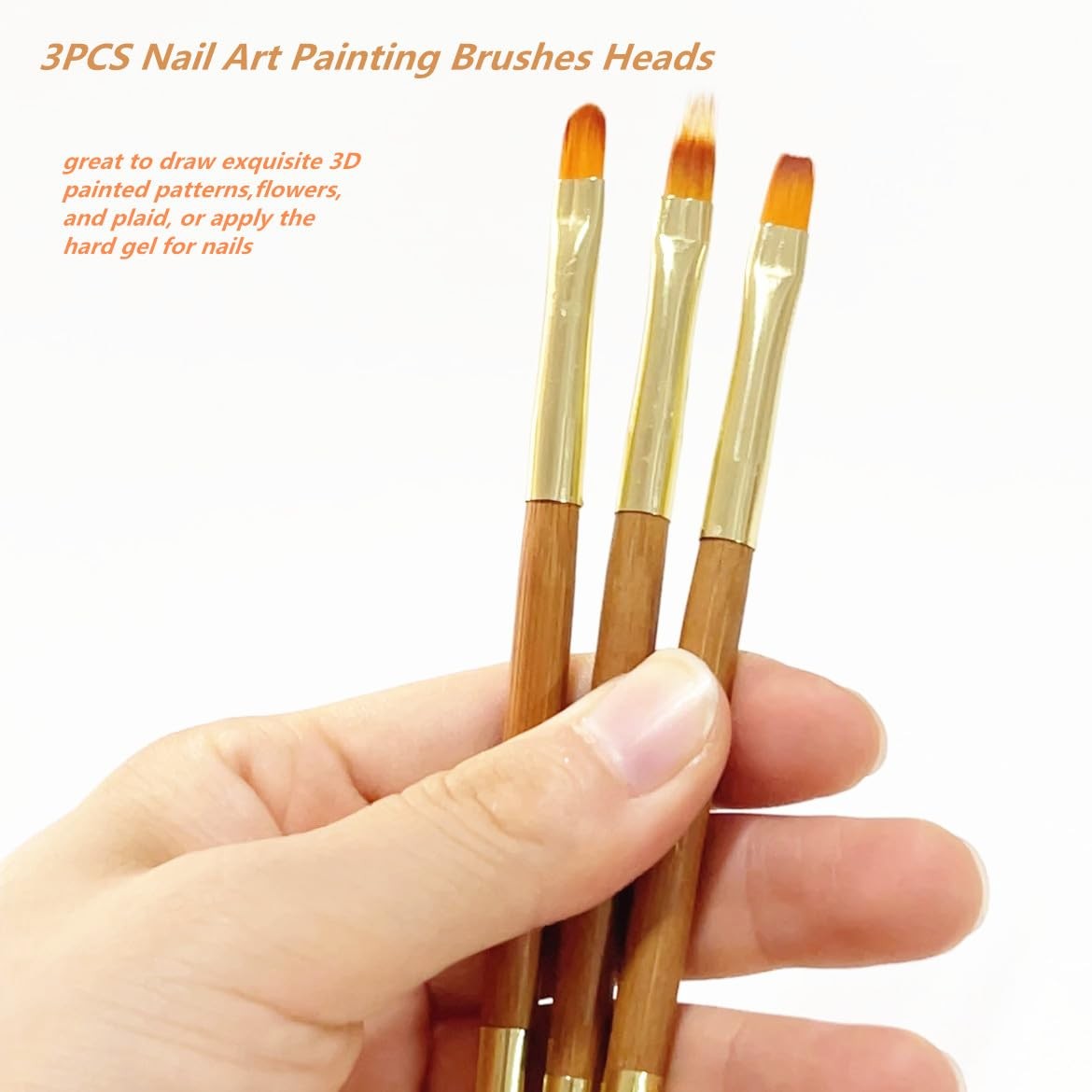 3Pcs Nail Art Drawing Brushes, Short Bamboo Penholder Double End Pen Brush