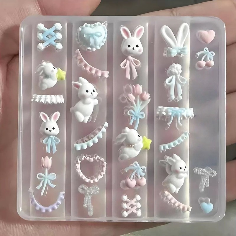 Silicone Nail Art Mold Accessory Molds Lace Bowknot Bunny Nail Decorative Molds