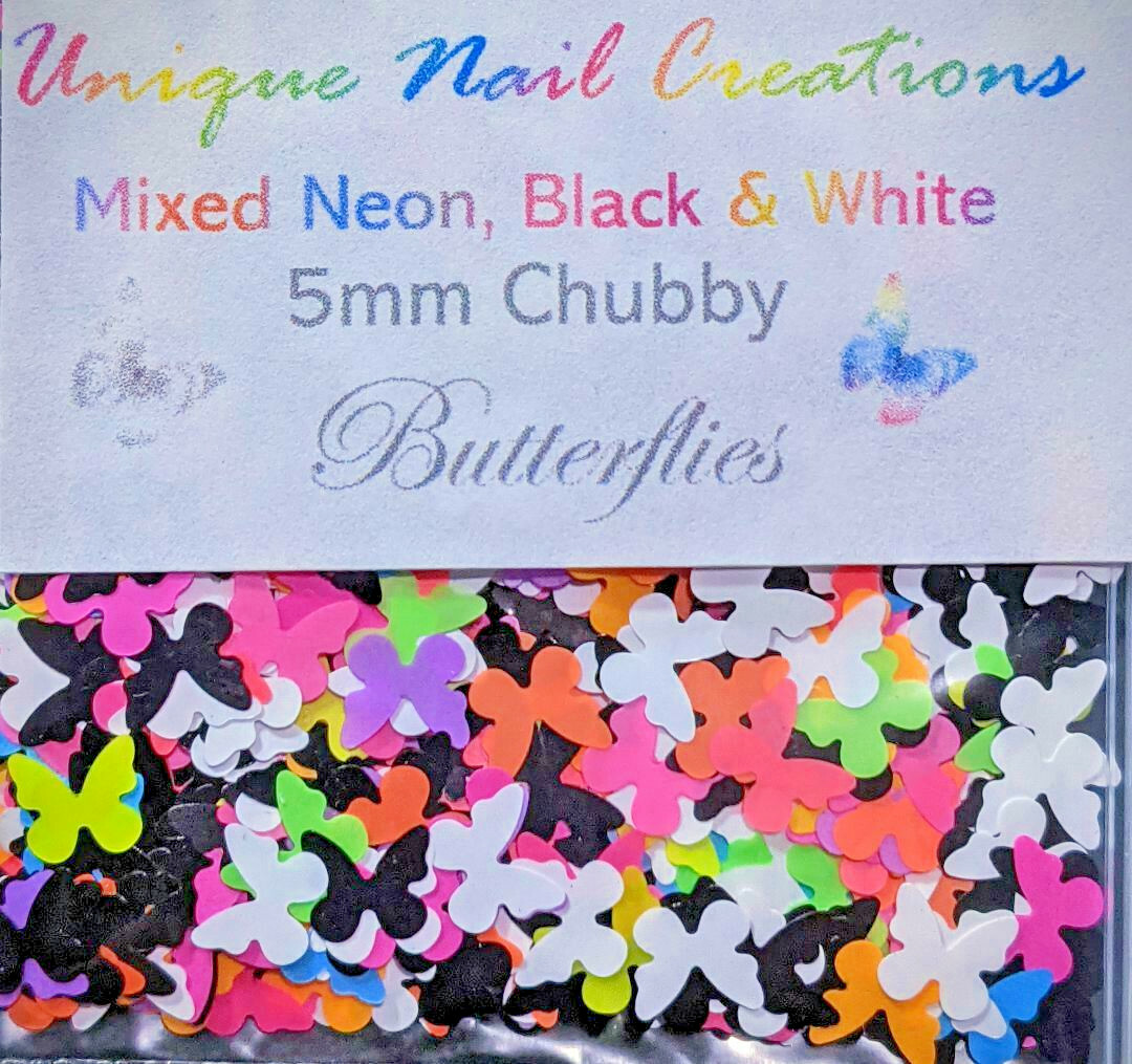 NEON BUTTERFLY Glitter⭐U Choose Color~Nail Art•Acrylic•Gel•Body Art•Face